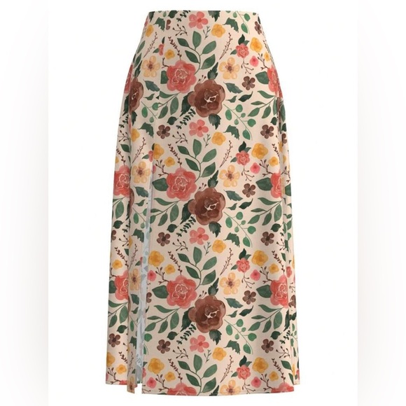 SHEIN Dresses & Skirts - SHEIN Cream Maxi Pencil Skirt with Slit Size Large NWT